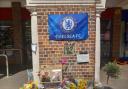 A huge tribute for Edward 'Eddie' McDonald has been left outside the town's Iceland branch along the High Street