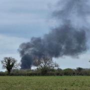 The fire on Sunday has continued to produce smoke