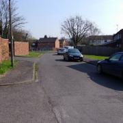 View from site looking east towards play area on corner of Byron Close and Shelley Road
