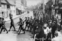 Supplied by the Marlow Remembers WWI group, this picture shows troops marching along West Street towards camp