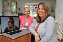 Cathy Ranson, right, watched by reporter Claire Vanner talks to Emma through the Netmums site