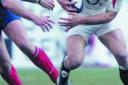Finding the gap: Joe Worsley tries to get England going