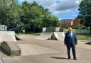 Clive Harriss, Cabinet Member for Culture & Leisure, visits the Buckingham skatepark before transformation works begin.