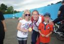 Millie and Harry Shawcross with Helen Glover