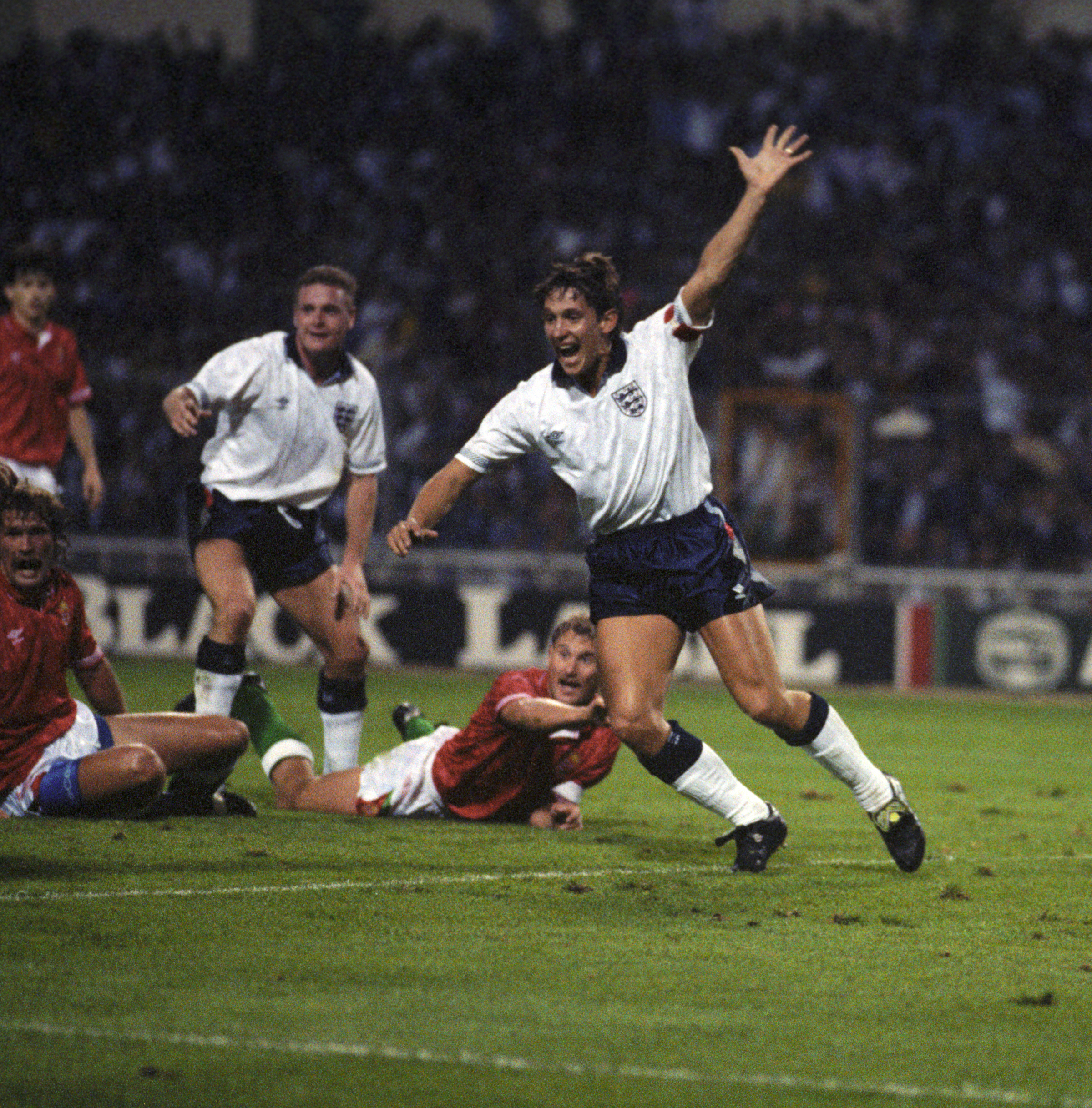 Gary Lineker (pictured playing for England against Hungary in a friendly in 1990) had an infamous moment at that years World Cup (PA)