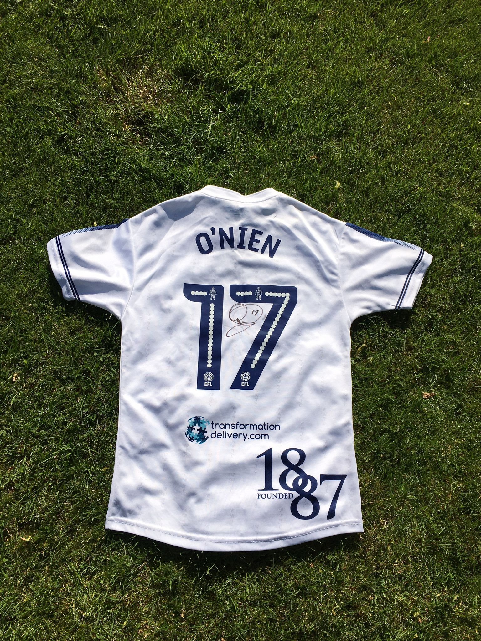 The signed Luke ONien away shirt from the 2016/17 season