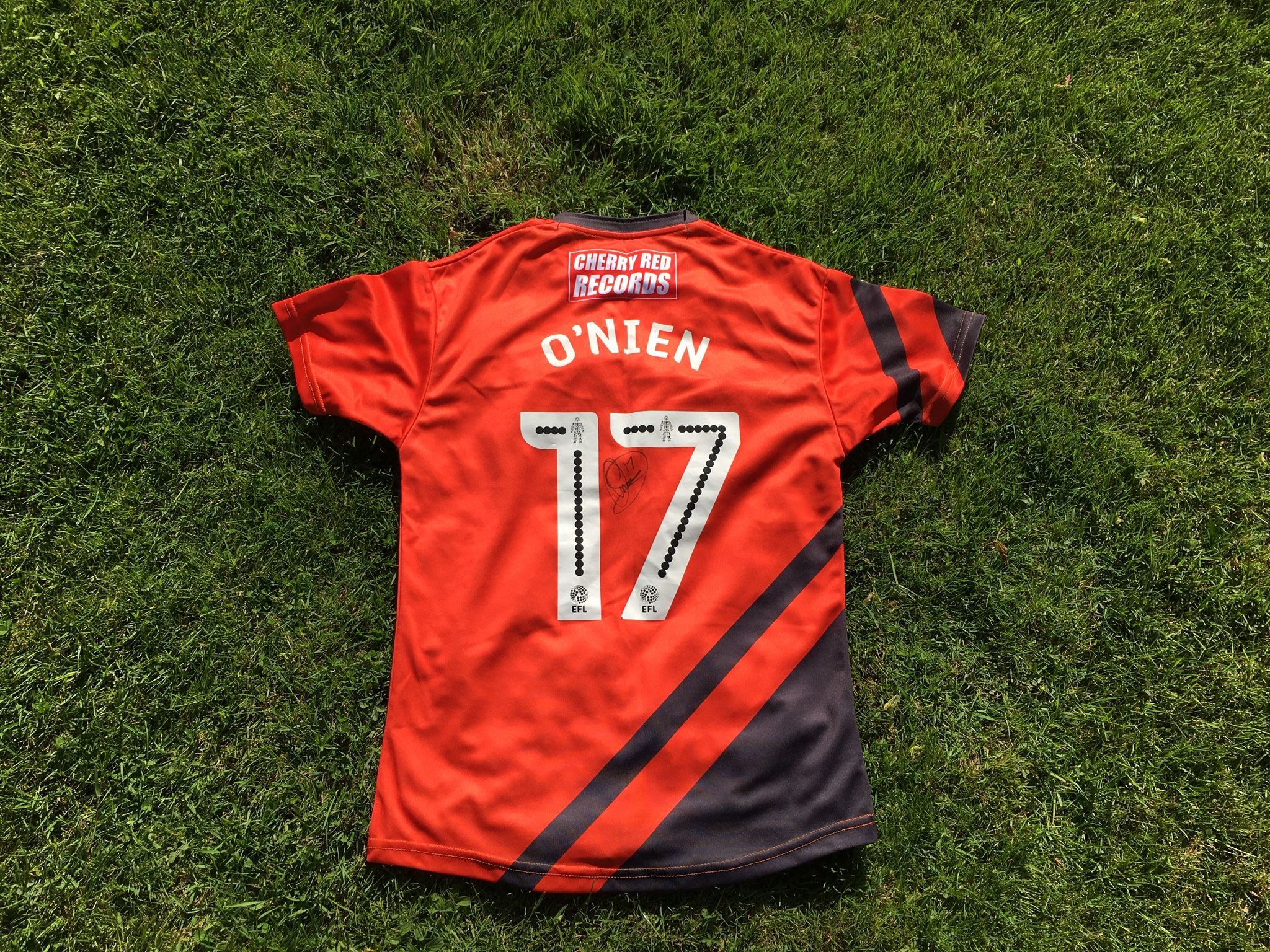 The signed Luke ONien away shirt from the 2017/18 season