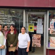 Gurcharan Gill (right) with her daughters and grand-daughter outside the parlour on Desborough Road.