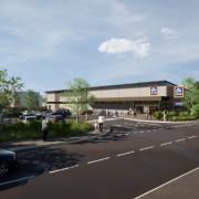 A CGI mock up of what the Aldi supermarket could look like in Olney