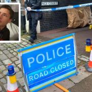 The scene in High Wycombe after the murder and inset Cameron Bailey and Reading Crown Court