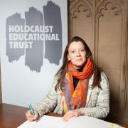 Sarah Green pictured signing the Holocaust Educational Trust’s Book of Commitment
