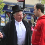 Cllr Pearce speaking to a Vote Leave campaigner at last week's mayor making ceremony