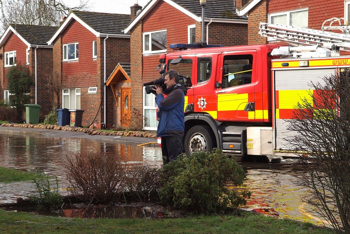 A High Volume Pumps helps battle the floods in Pound Lane, Marlow.  Picture by Ann Priest