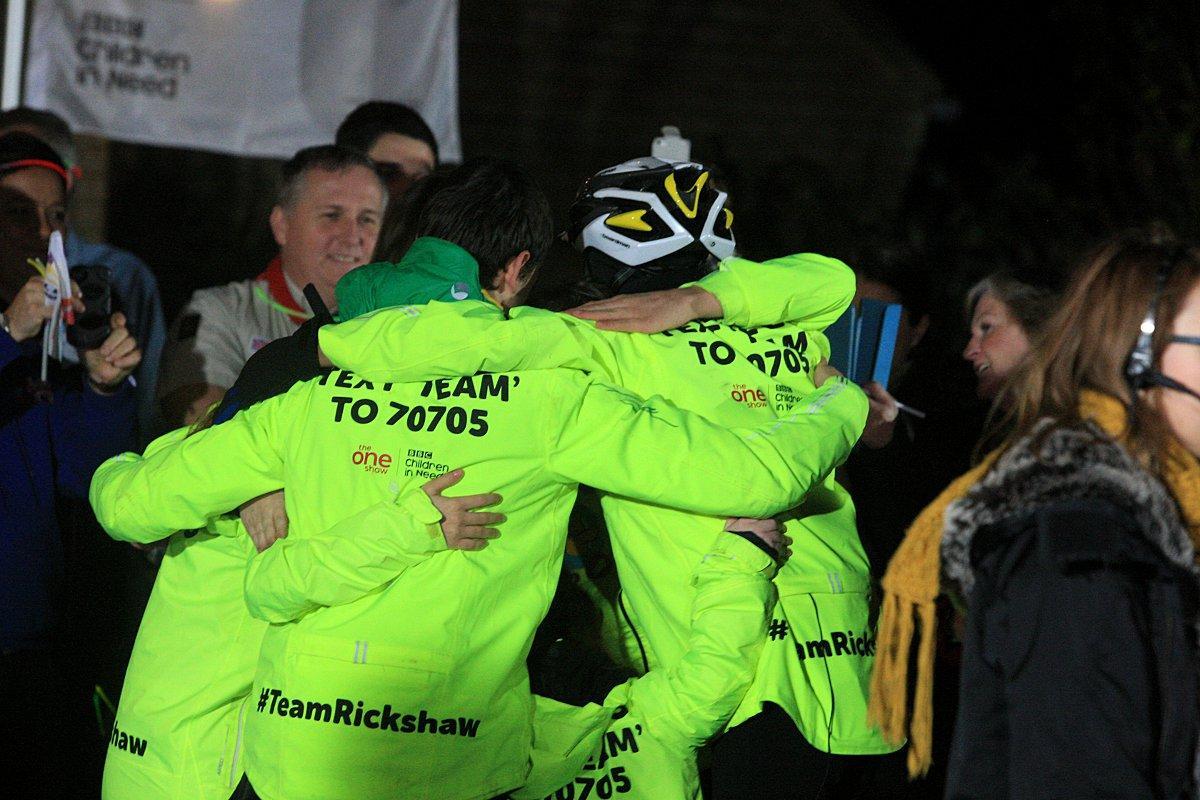 A group hug for Team Rickshaw.