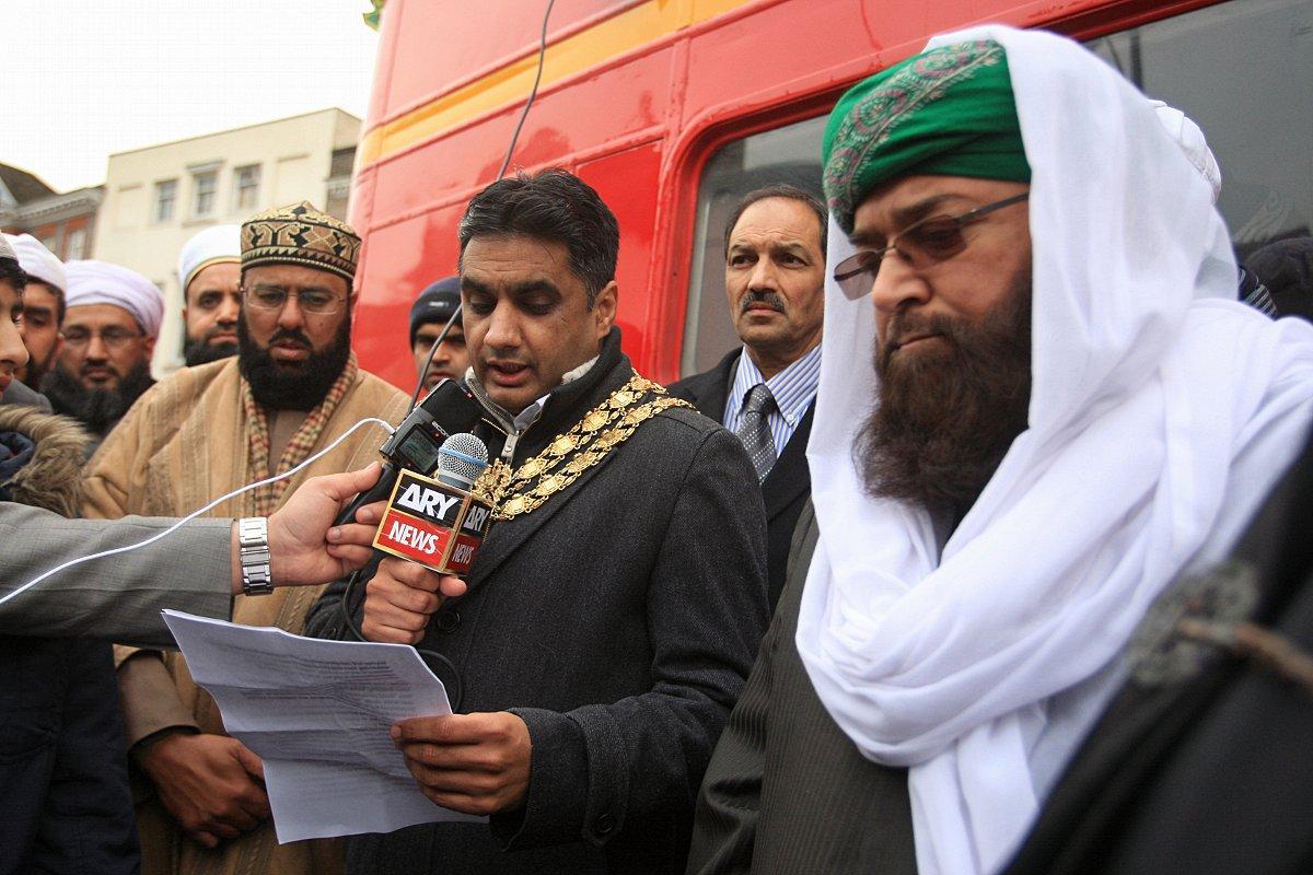 Hundreds gathered in the town centre to mark the birth of the prophet Muhammed 