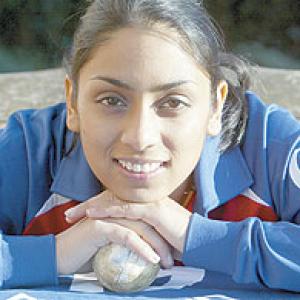 Isa Guha: The High Wycombe cricketer joined her colleagues and Michael Vaughan's victorious side as both teams celebrated beating the Australians.