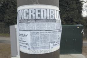 Action: The phone mast with our sister paper Midweek's story on it