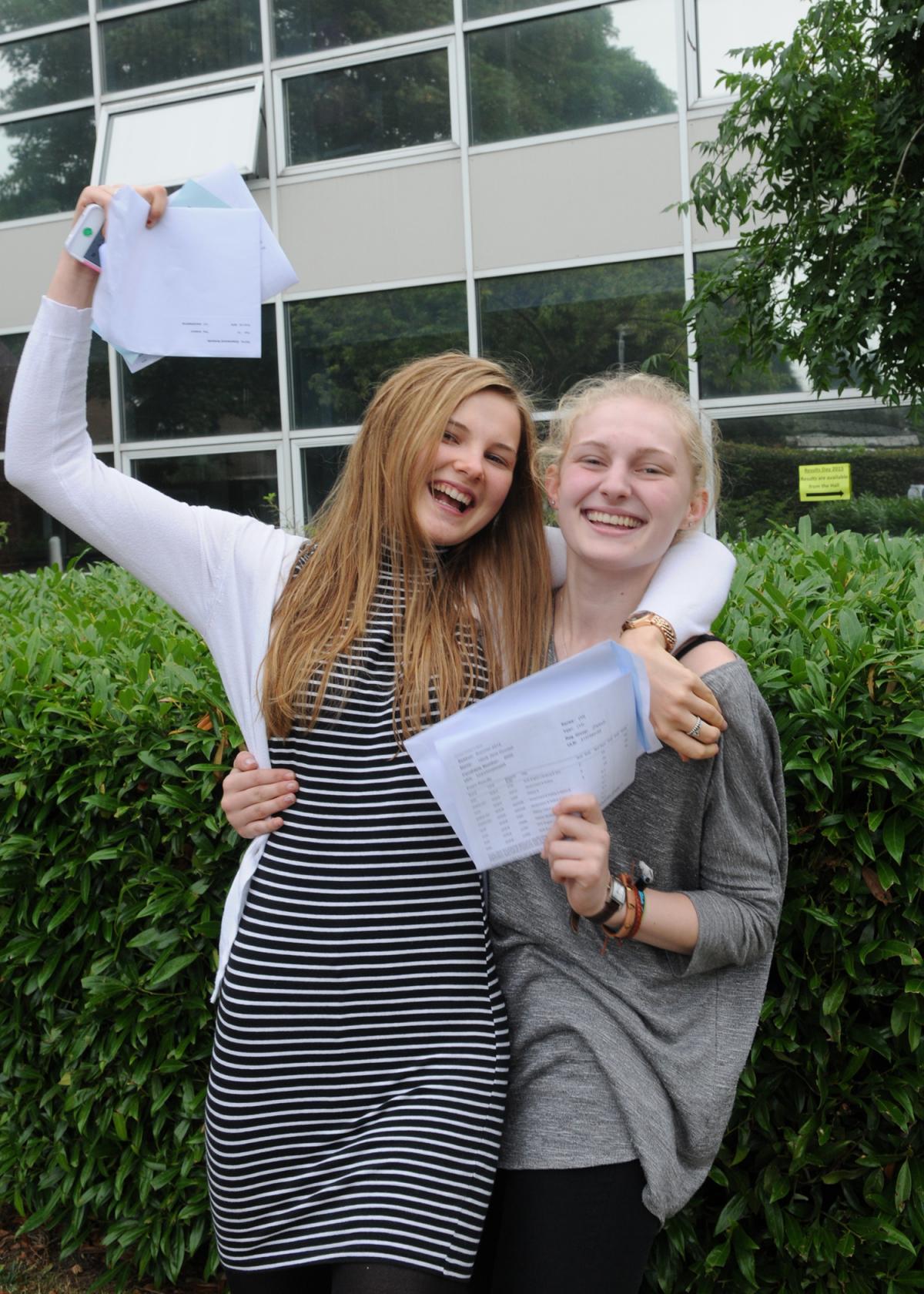 Wycombe High School A Level results Amanda Greenwood (Sports Technology Loughborough) and Olivia Goodall (English and Film at Exeter)