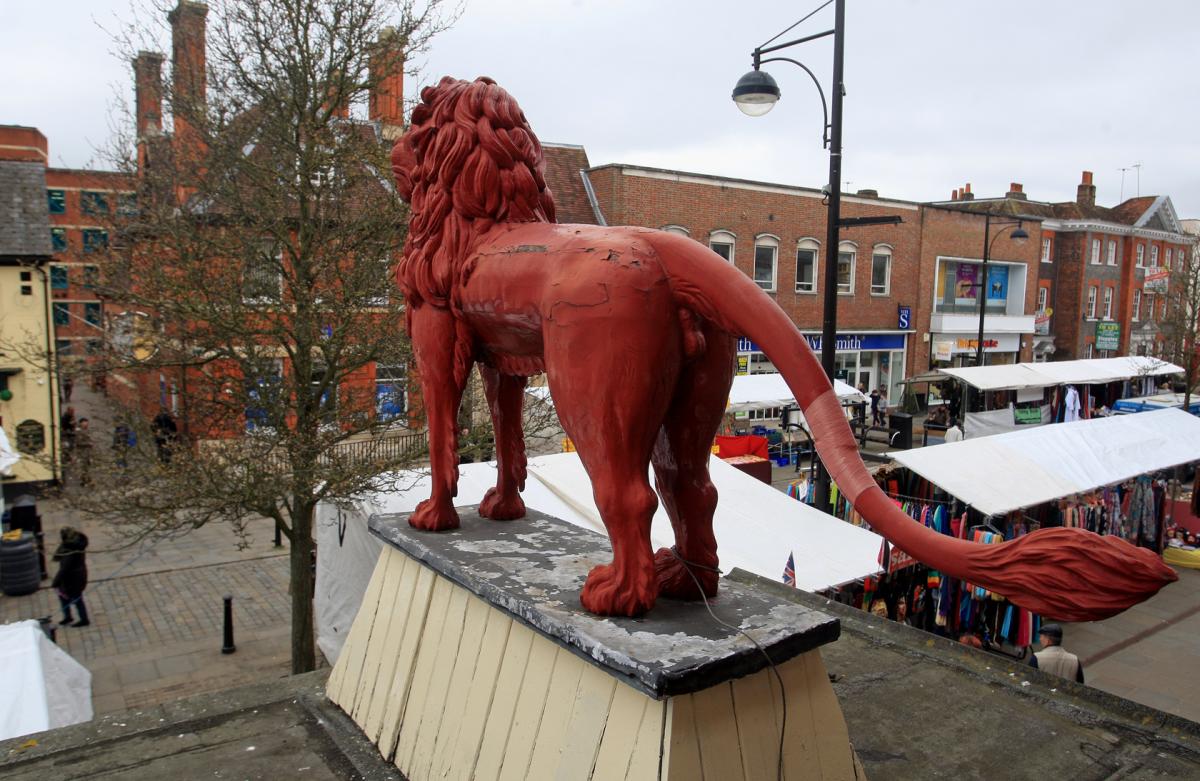 Wycombe’s Red Lion statue: With links to Winston Churchill’s rousing post Second World War speech, it is clear that the Red Lion is a valued member of High Wycombe, but has seen better days.