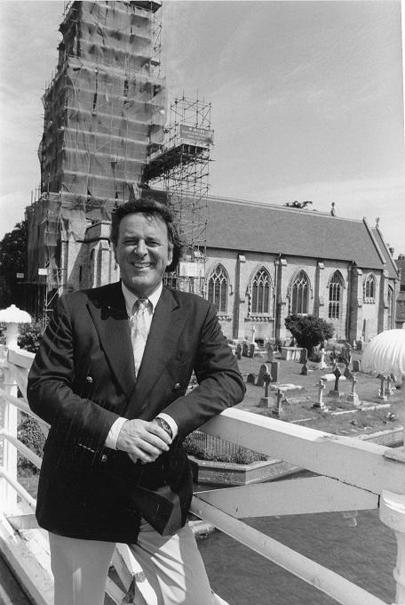 Sir Terry Wogan at opening of restoration appeal for All Saints Church, in Marlow.