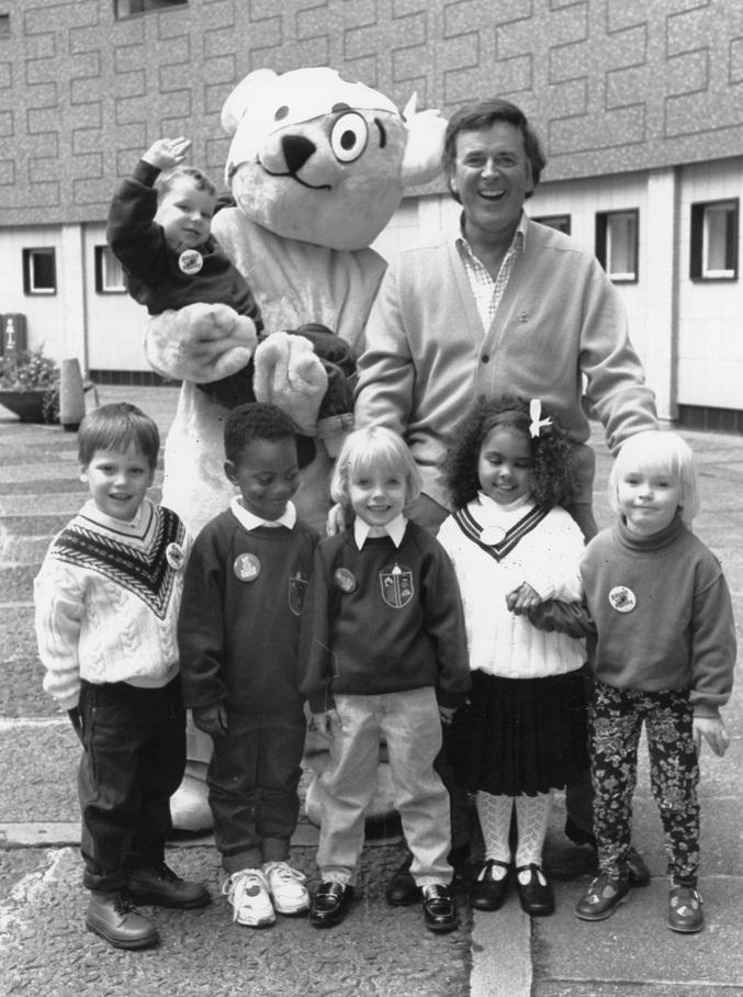 Sir Terry Wogan with Pudsey Bear and friends - BBC pictures.