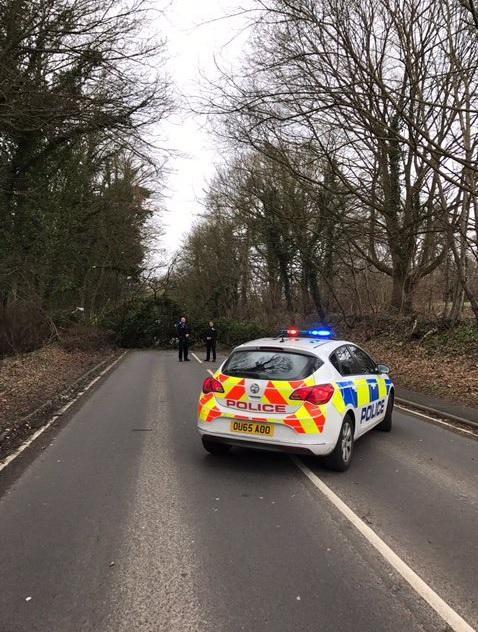 The A413 between Chalfont St Giles and Amersham was also closed due to a fallen tree. Picture: @TVP_ChiltSBucks