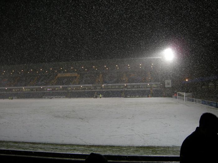 Adams Park after last night's Wycombe Wanderers game was snowed off, by Dawn Scott