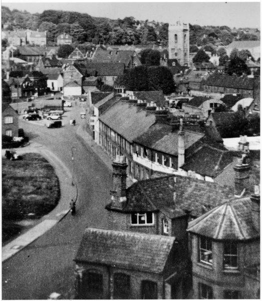 Seen from the Old Gas Works looking north east, a view along Newland Street, Newland, High Wycombe. c.1954
