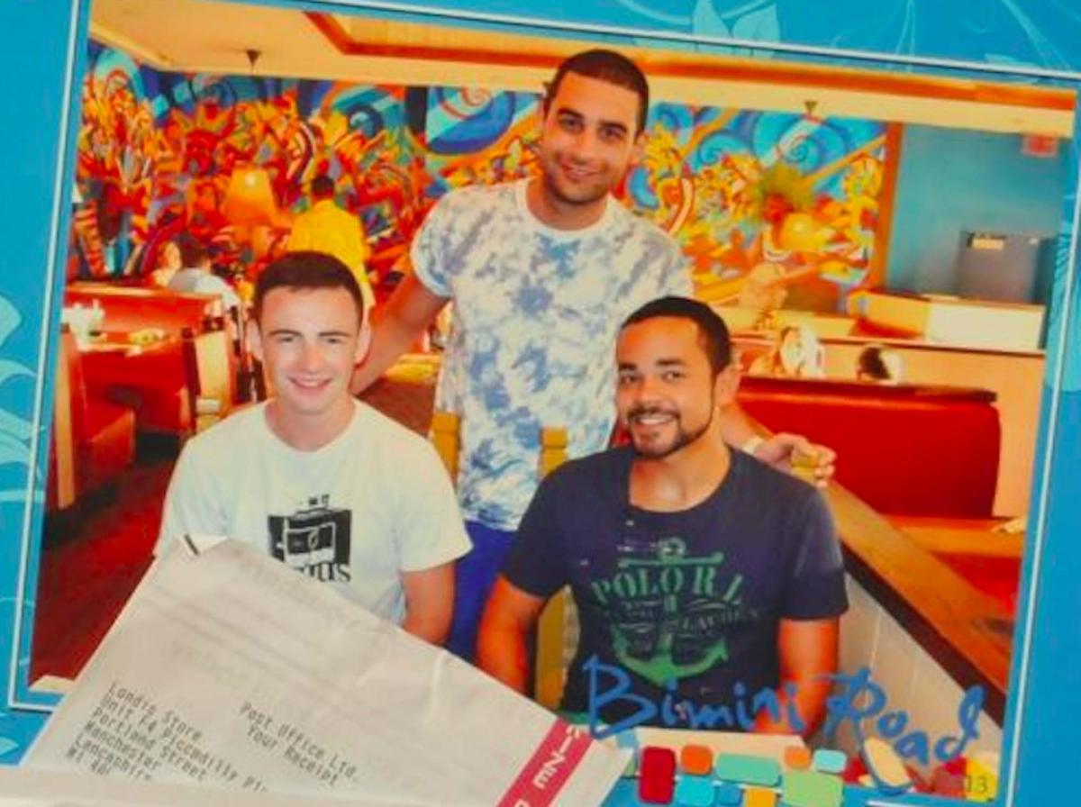James Roden, 25, Basil Assaf, 26, and Joshua Morgan, 28, on holiday at the Atlantis Resort in the Bahamas in July 2012. National Crime Agency/PA Wire