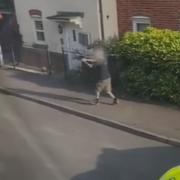 Video shows the moment a man brandishing a crossbow runs through a residential street in Downley, High Wycombe, before being gunned down by armed police