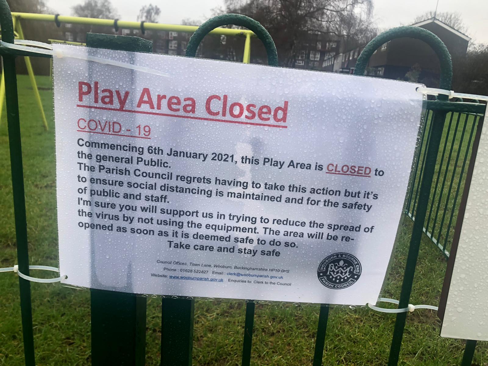Parks in Wooburn and Bourne End have been shut for safety reasons