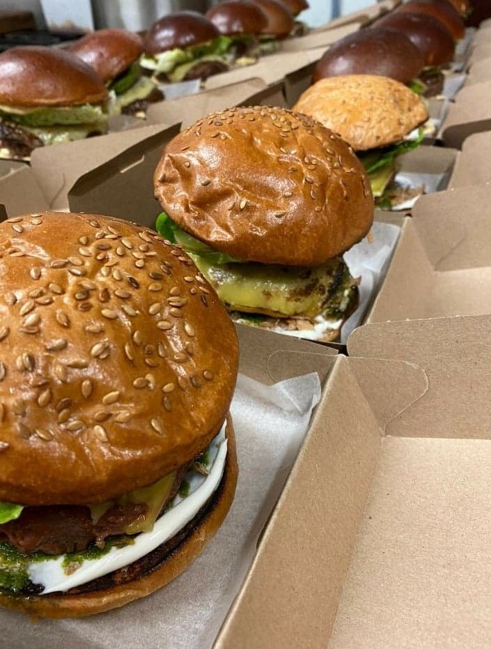 The burgers delivered by BASTE to Globe Park