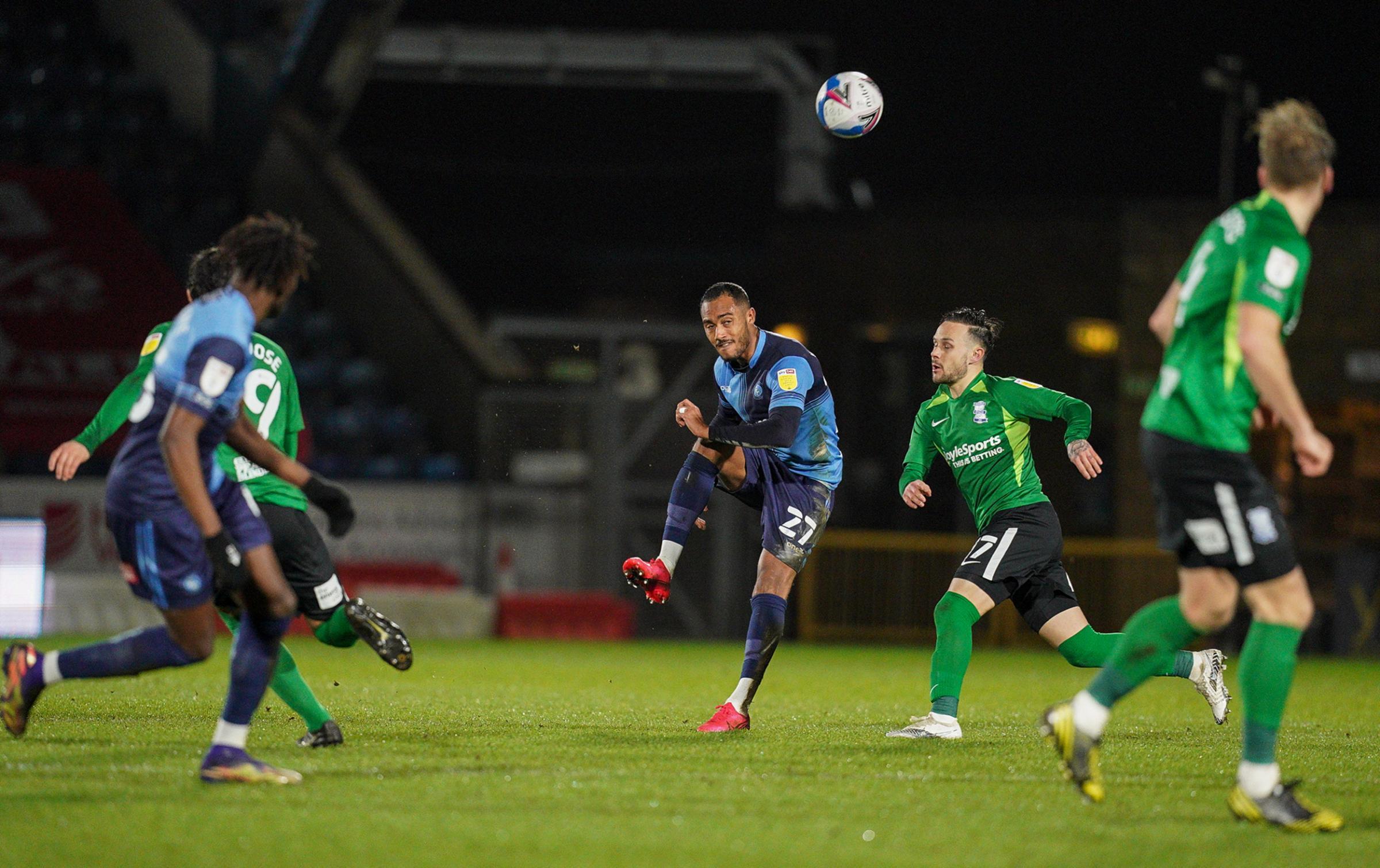 Jordan Obita made his debut for Wycombe in the 0-0 draw against Birmingham City on Feb 2 (Prime Media)