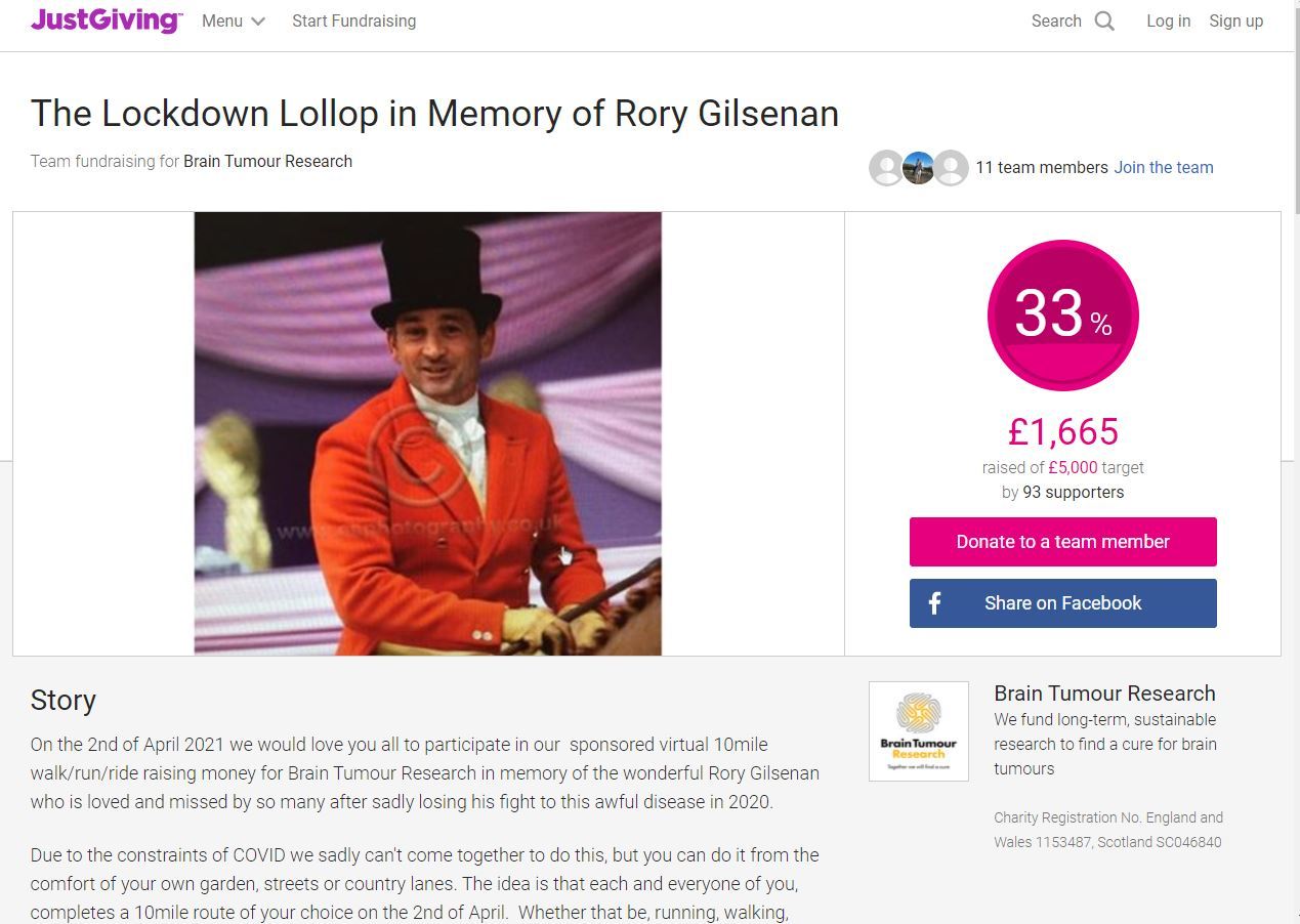 A Just Giving page which is in memory of Rory Gilsenan
