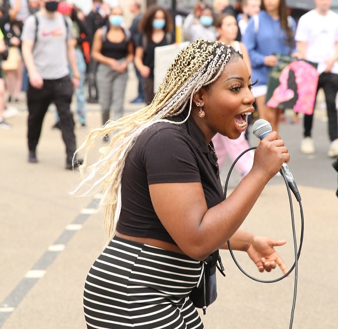 Tasha Johnson at a Black Lives Matter protest