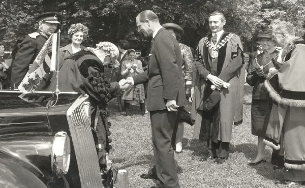 HRH the Duke of Edinburgh greeted by the Lord Mayor of Oxford. Credit: TVP
