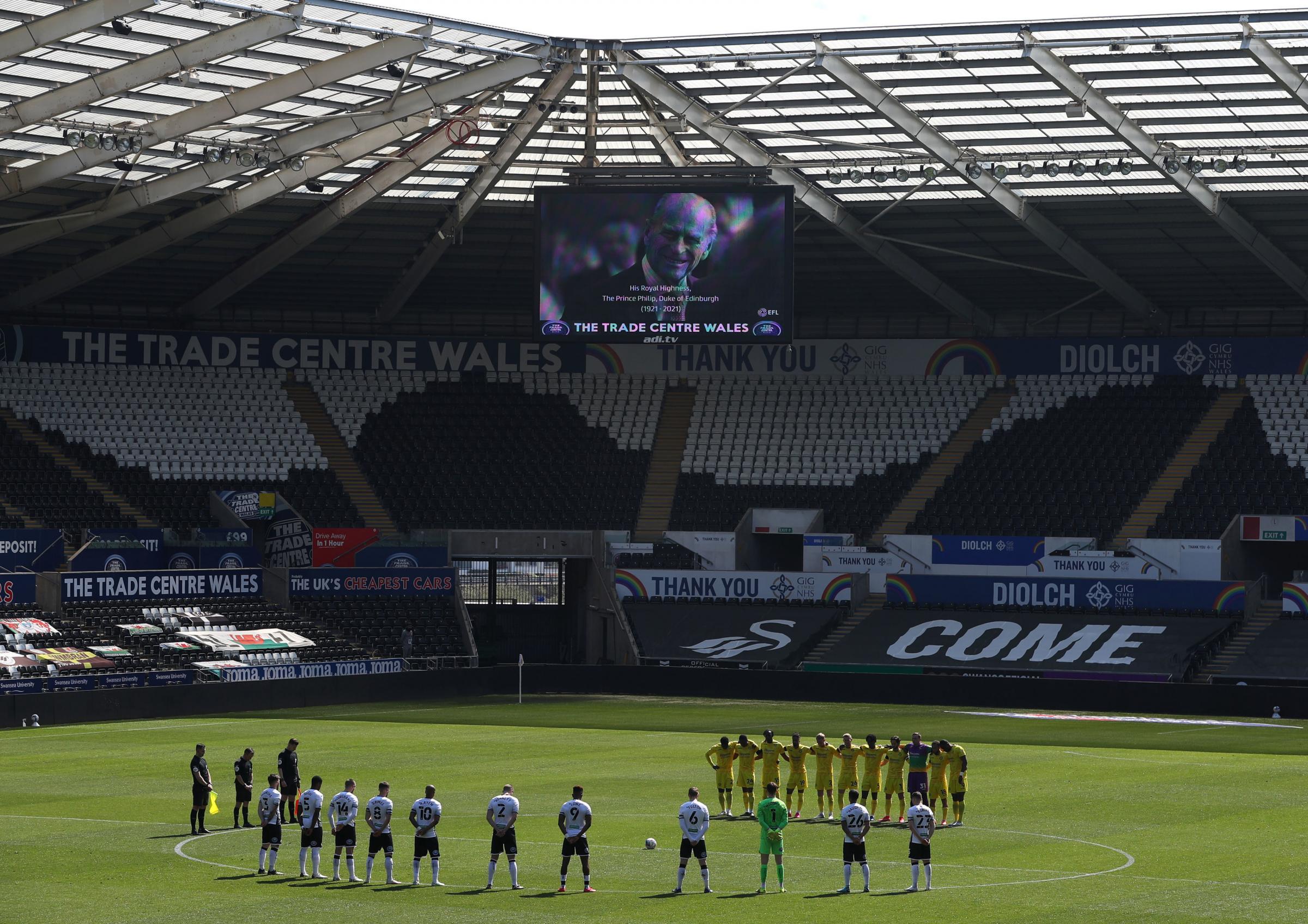 Prince Philip was remembered before kick-off - the match took place on the same day as his funeral (PA)