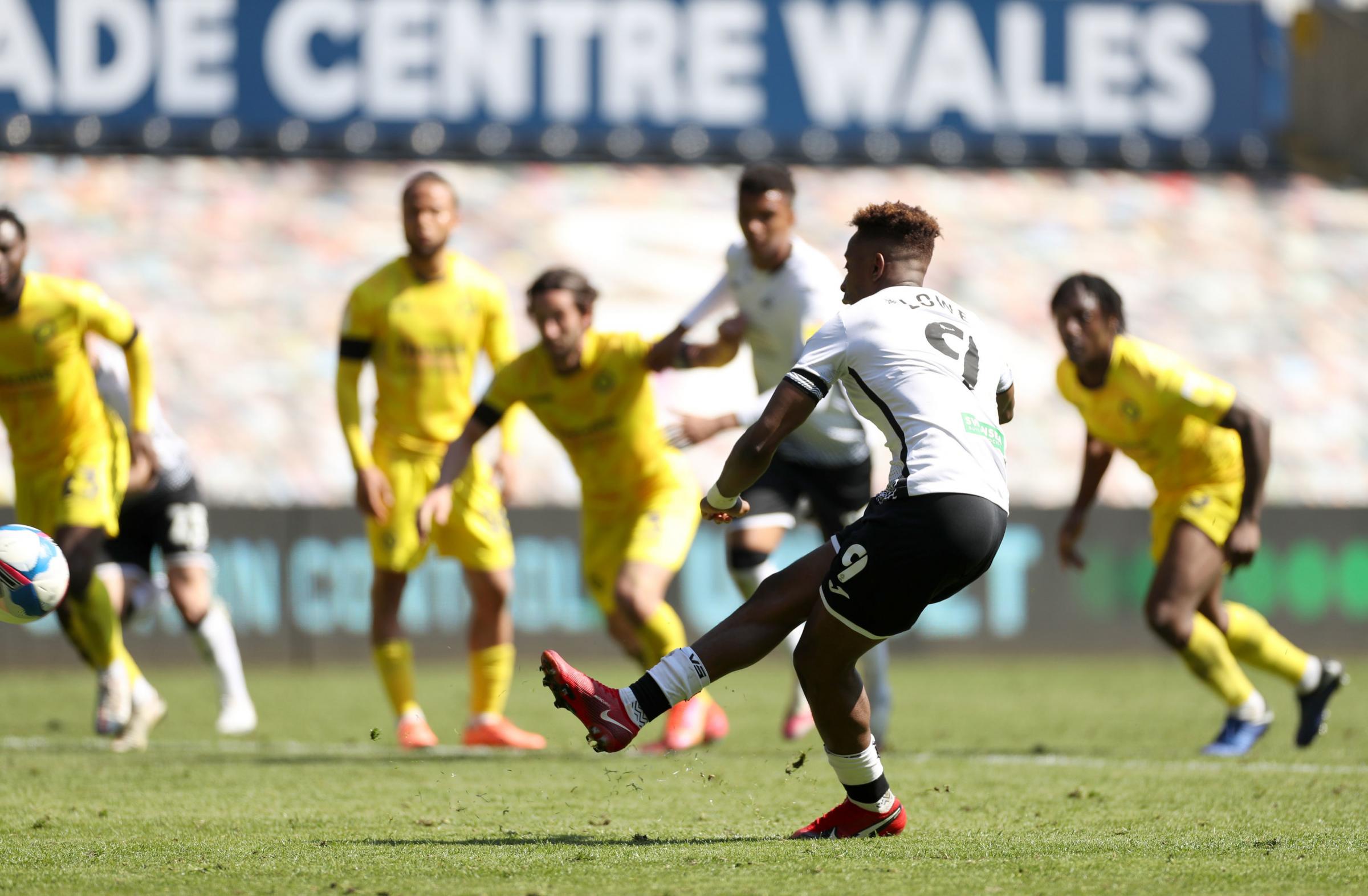 Jamal Lowe scored a penalty to give Swansea hope against Wycombe (Bradley Collyer/PA)