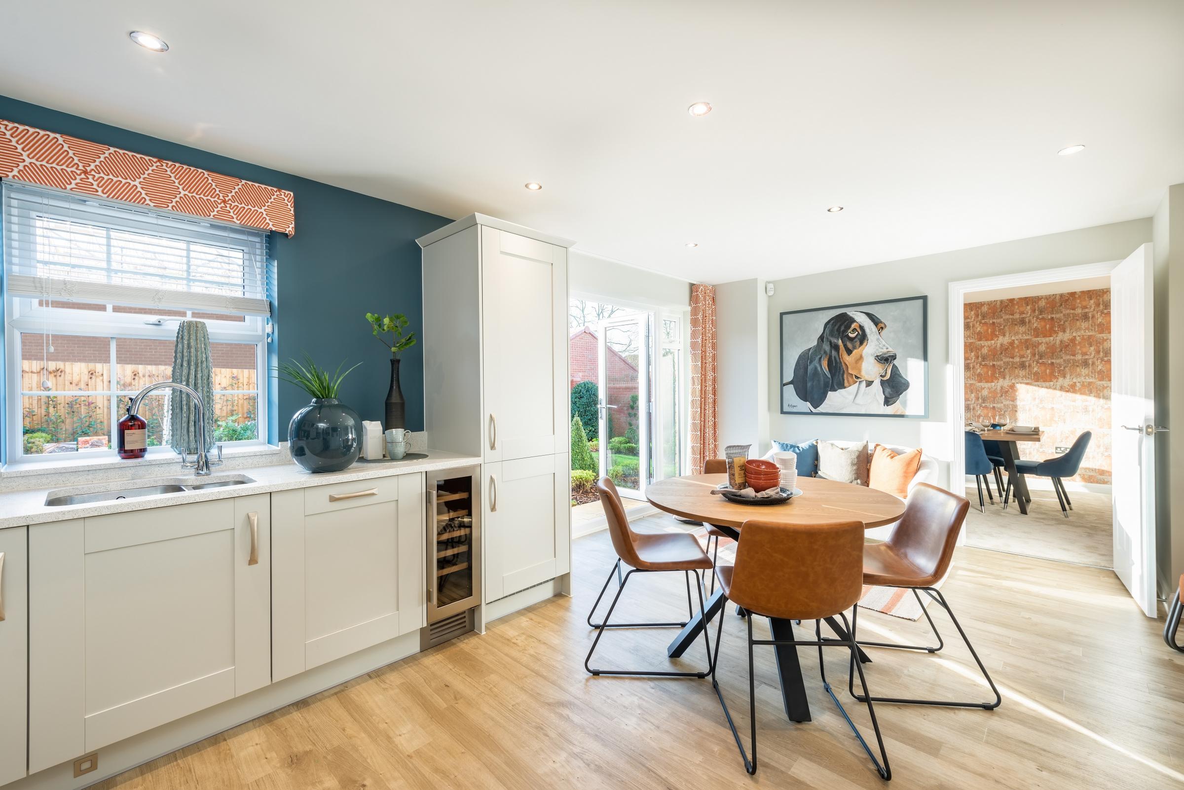A kitchen and dining area in the show home (www.andrewhatfield.co.uk)