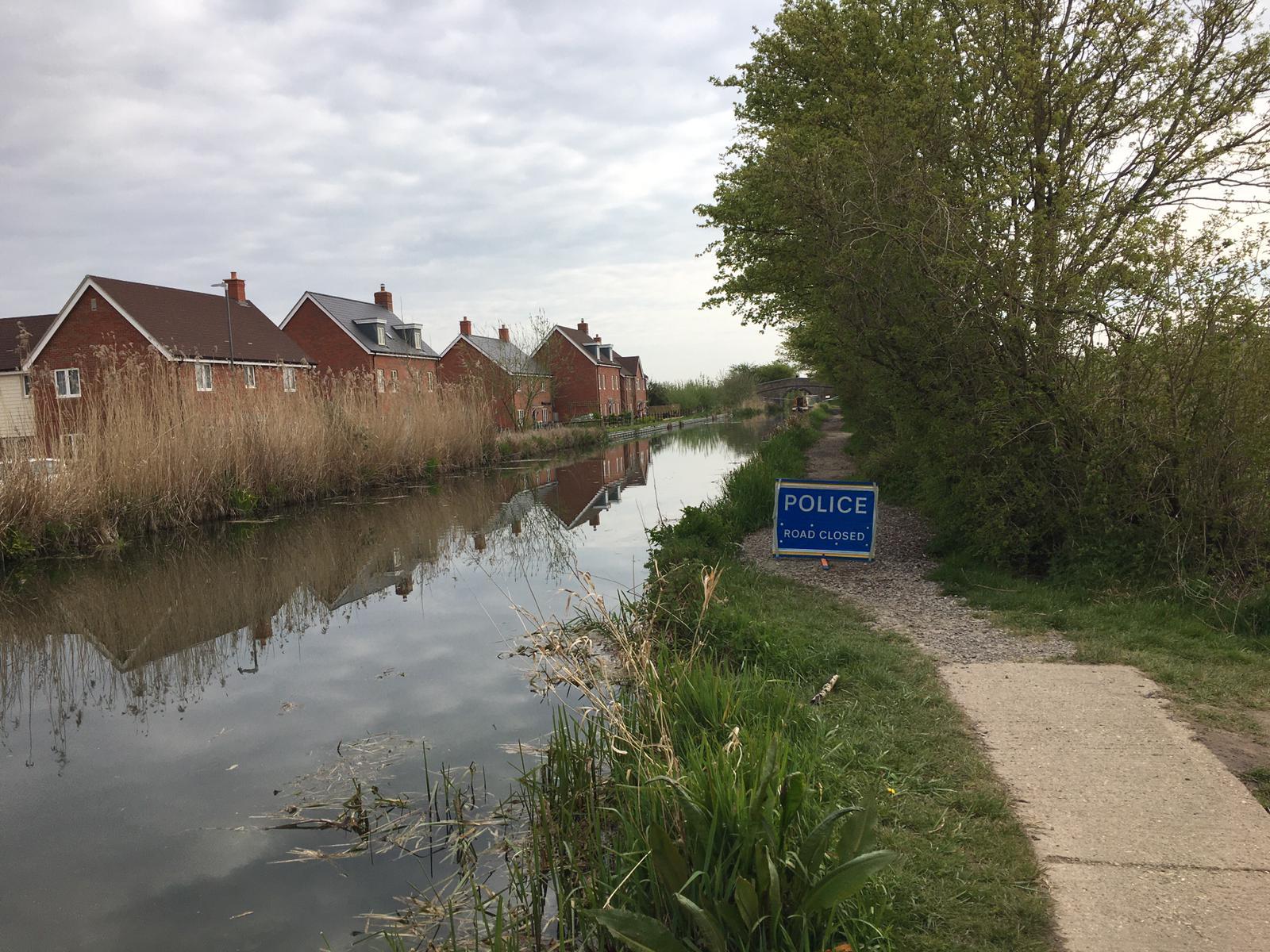 This part of the Aylesbury stretch of Grand Union Canal is closed off 