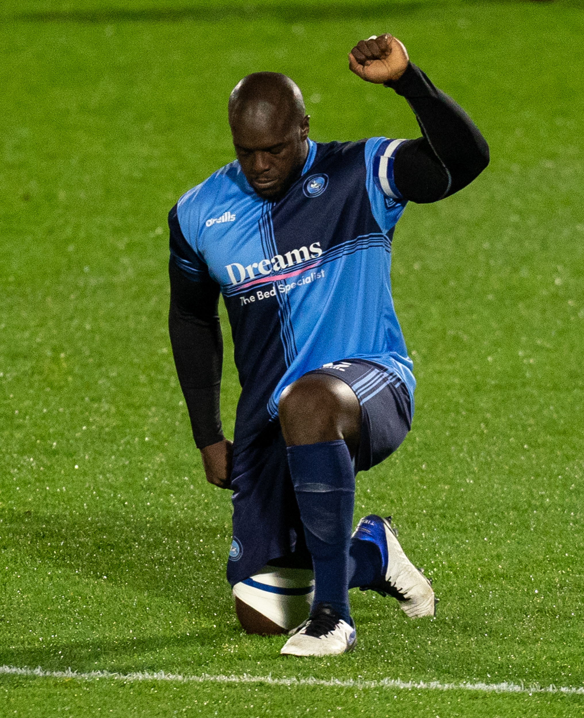 Akinfenwa captained the side on a few occassions, which included in the 0-0 draw against Huddersfield Town on November 24 (Prime Media)