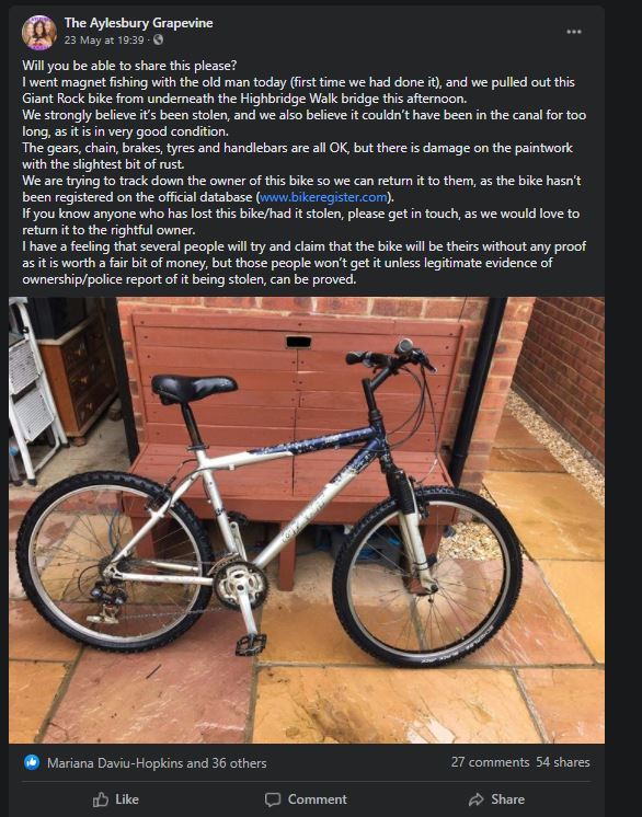 The Facebook post that helped John get his bike back 