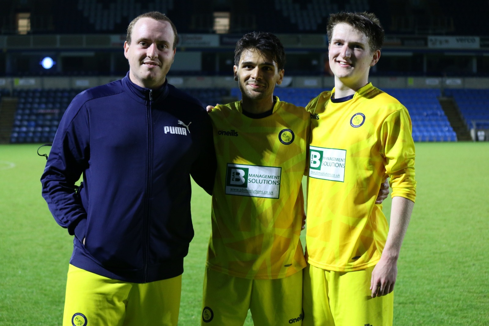 Matt, myself and Tom Baldwin - Tom has been part of the Wycombe media team this season (Photo by Sarah Hussain)