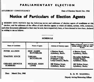 Election Notice for the 1966 election