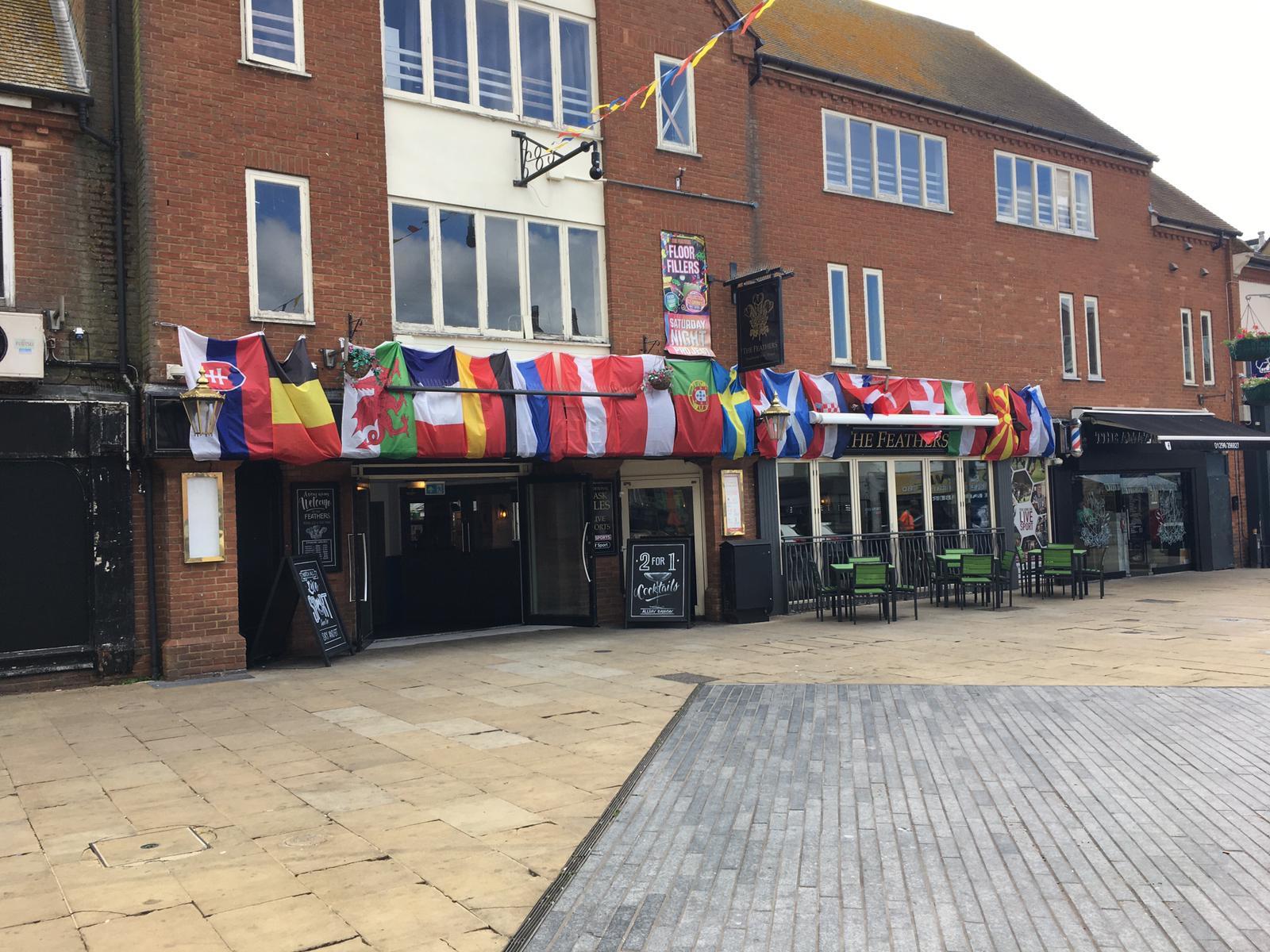 The Feathers Pub in Kingsbury Square, Aylesbury, is representing all the nations 