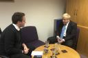 Prime Minister Boris Johnson with Bucks Free Press reporter Matt Joy