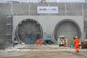 Workers preparing the tunnel entrance at the HS2 construction site in the Chilterns (Steve Parsons/PA Media)