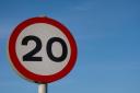 Stock image of a 20mph speed sign