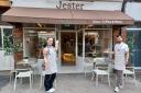 Jester cafe's co-owner Olsi Zenuni (right) with barista Vicky Abel welcome customers in Amersham