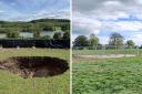 Pollution has not been found at the 'HS2' sinkhole near Amersham, which has now been filled in (R), the Environment Agency has said